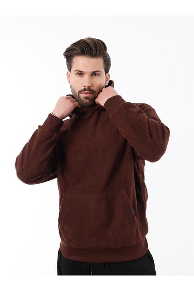 Madmext Ανδρικό φούτερ Bitter Brown με κουκούλα με λεπτομέρεια φλις 7093