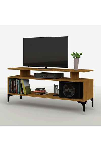 Mahmayi Modern TV Stand, Support Upto 50-Inch TV Media Console with 2 Storage Shelfs-Zabrano