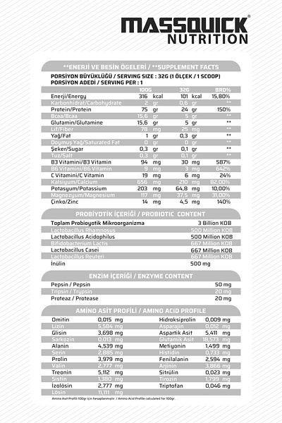 massquick Gourmet Whey Protein 900g 30 Serving Strawberry Cake Flavored