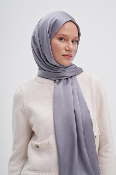 carell Ασημί γκρι διπλής όψης μεταξωτό σάλι