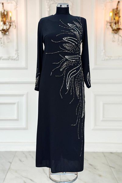 Amine Hüma Μαύρο βραδινό φόρεμα Vera Hijab
