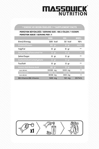 massquick BCAA 4:1:1 Vişne Aromalı - 150g - 15 Servis