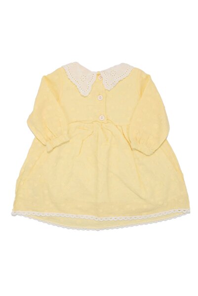 bebegen Kız Bebek Sarı Bebe Yakalı Puantiyeli Elbise