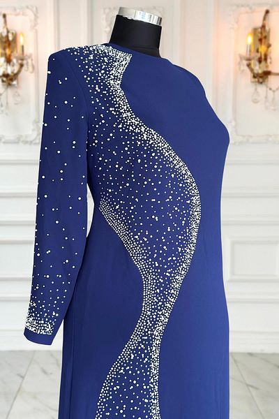 Amine Hüma Βραδινό φόρεμα με μπλέ Navy Didar Hijab