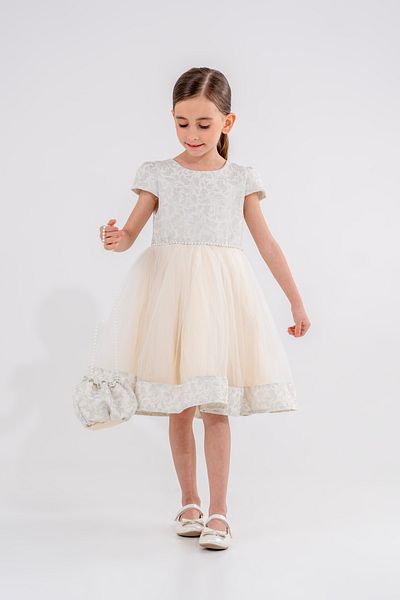 Eray Kids Φούστα με τσάντα Ζακάρ Φιόγκος στην πλάτη Λεπτομερές βραδινό φόρεμα για κορίτσια