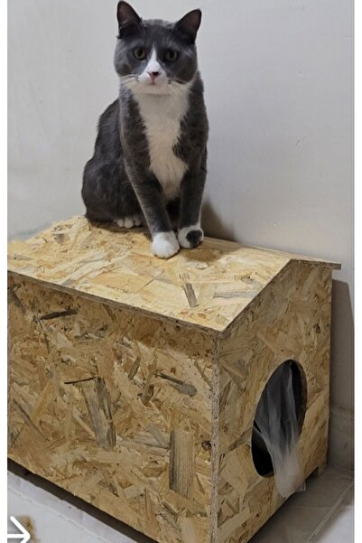 Genel Markalar Kedi yuvası Yağmura Ve Soğuğa Dayanıklı Osb Kedi Evi Yuvası (DENİZ TUTKALLI)monte Edilmiş Teslimat
