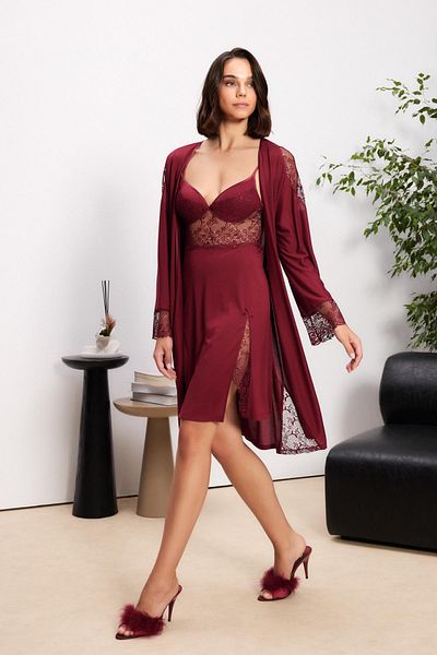 Pierre Cardin Combed Cotton Six-Piece Bridal Dowry Set - 5000 Claret Red