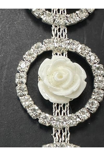 T.T Polnet Button Stone Accessory, Striped with Rose Detail