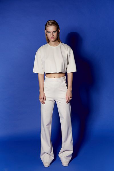 Rue Studio Μπλουζάκι Ecru Basic Crop
