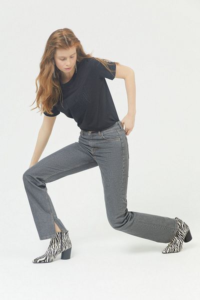 rue. Gray Slit Straight Cut Jeans