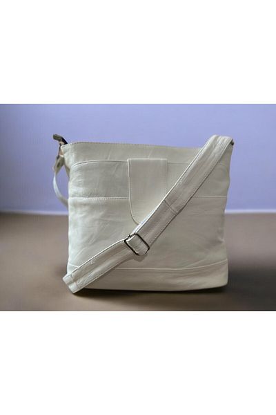 Sir Cliffson Sircliffson Genuine Leather Crossbody Messenger Bag Ecru!