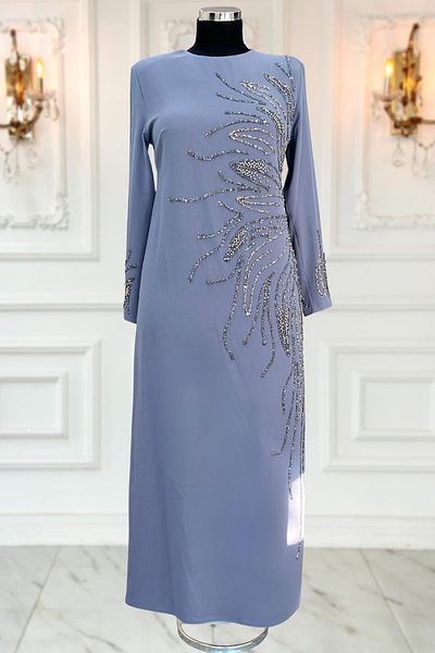 Amine Hüma Γκρι βραδινό φόρεμα Vera Hijab