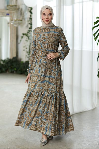 Bestenur Yeral Woven Viscose Dress 1326 - Mink