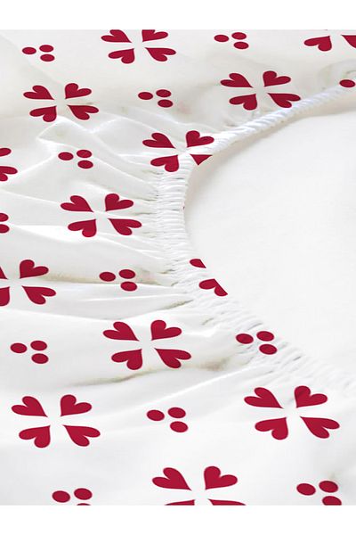 Evmila Heart Patterned Printed Double Sheet Set 180X200 cm