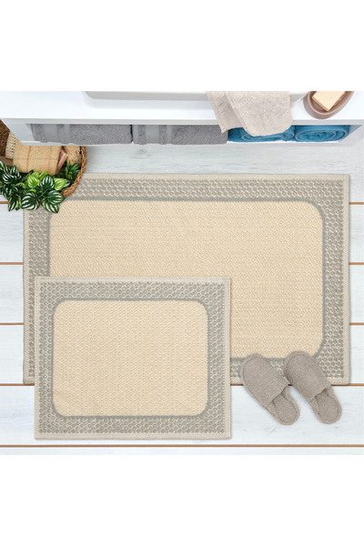 Evidea Set de 2 covorașe de baie bej - cu borduri moi, 60x100 cm + 50x60 cm