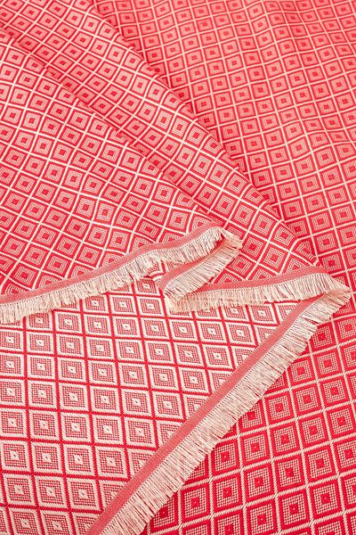 Denizli Concept Pomegranate Flower Double Diamond Pique Set - Multi-Purpose 100% Cotton Bedspread - with Sheets