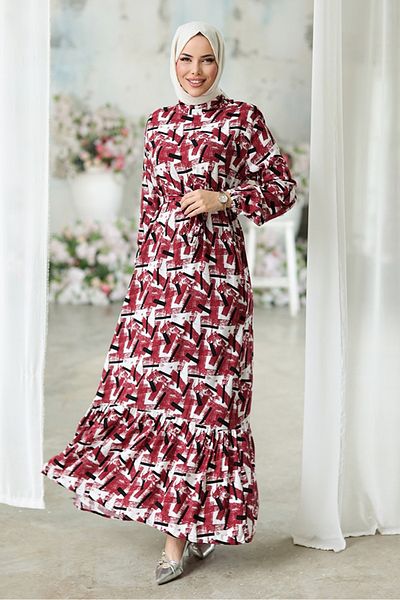 Bestenur Φόρεμα Buker Woven Viscose 1312 - Claret Red