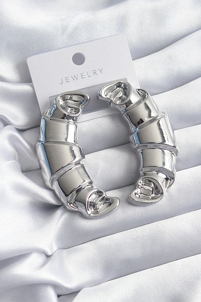 Clariss Brass Silver Color Croissant Model Women's Earrings
