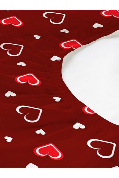 Evmila Heart Patterned Printed Double Sheet Set 180X200 cm