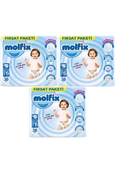 Molfix Extra Large 114 Baby Diapers - 15 kg Size 6