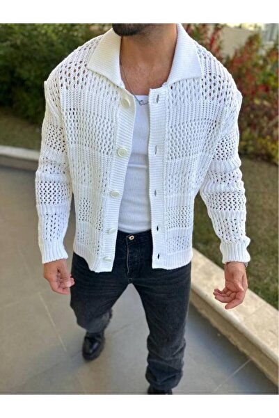 elkumoda سترة تريكو كبيرة الحجم منقوشة - تصميم محبوك فضفاض