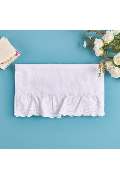 Evidea Prosop de mână cu volane moale - alb - 30x50 cm