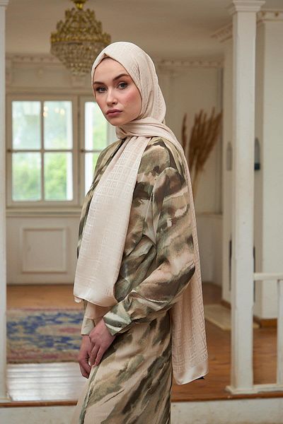 İpekhan Σαλιάρα με μοτίβο Kum Beige İpekhan Jacquard Square G