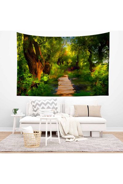 Else Dekor Tapiserie cu model Green Forest Path - Covor de perete peisaj