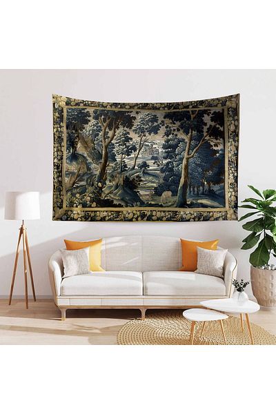 Else Dekor Vintage French Retro Forest Pattern Tapestry - Wall Tapestry