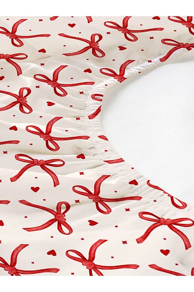 Evmila Bow Patterned Printed Double Sheet Set 180X200 cm