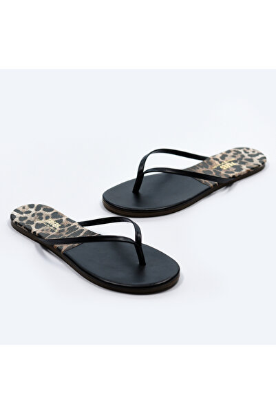 Tkees Жіночі класичні елегантні повсякденні леопардові II/чорні міжпальцеві капці