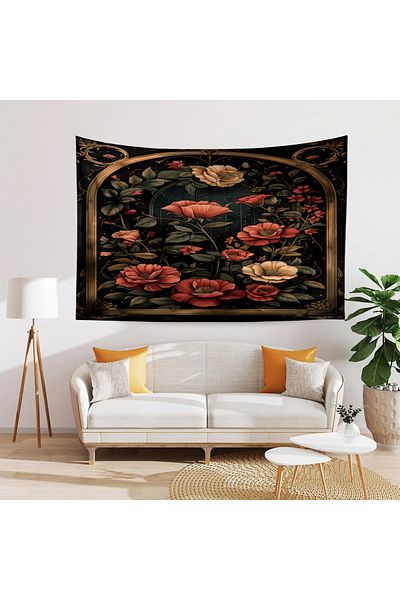Else Dekor Tapiserie vintage cu model floral roșu - Covor și acoperire Duar