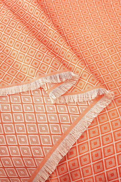 Denizli Concept Orange Double Diamonds Pique Set - Multi-Purpose 100% Cotton Bedspread - with Sheets