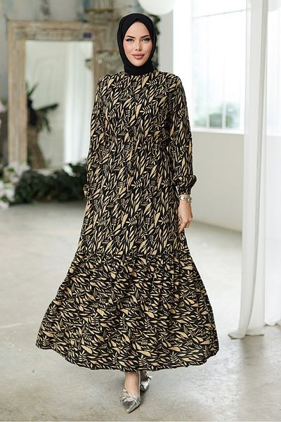 Bestenur Beliy Woven Viscose Dress 1327 - Μαύρο