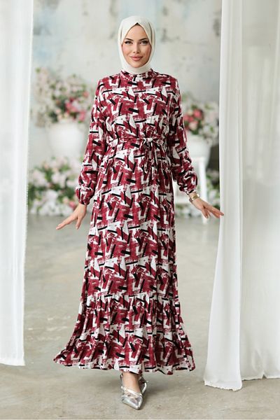Bestenur Φόρεμα Buker Woven Viscose 1312 - Claret Red