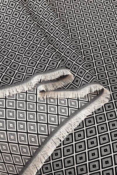 Denizli Concept Black Double Diamonds Pique Set - Multi-Purpose 100% Cotton Bedspread - with Sheets
