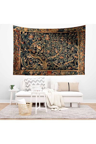 Else Dekor Vintage French Retro Life Tree Pattern Tapestry - Wall Cover & Carpet