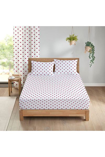 Evmila Heart Patterned Printed Double Sheet Set 180X200 cm