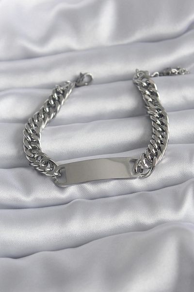 Clariss 316L Steel Silver Color Name Writable Plate Model Women's Bracelet