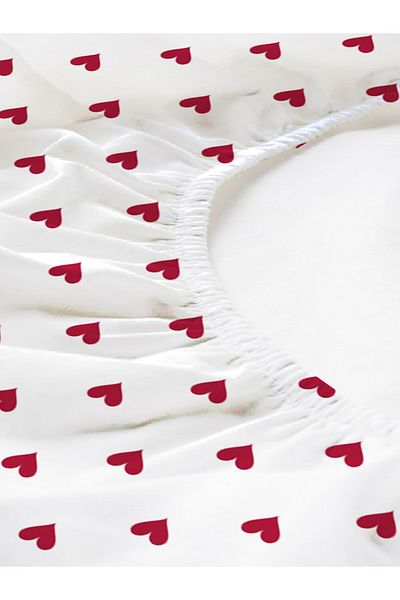 Evmila Heart Patterned Printed Double Sheet Set 180X200 cm
