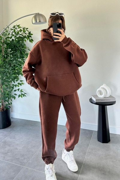 CMZ COLLECTİON Καφέ άνετο σετ φόρμας Unisex