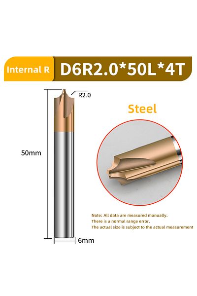 kakarot D6xr2x50lx4t Steel Hrc55 Radius Corner Rounding Cutter R0.5 R1 R1.5 R2 R3 R4 R5 Chamfering O