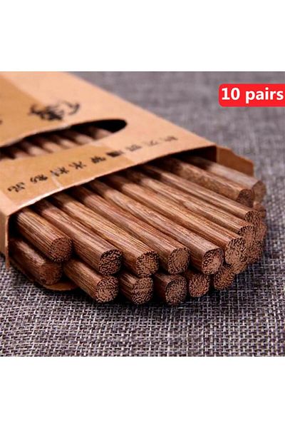 Choice 10 أزواج من عيدان تناول الطعام المصنوعة من خشب الورد الطبيعي، قابلة لإعادة الاستخدام، عيدان تناول الطعام الخشبية الصينية الصحية، طعام السوشي