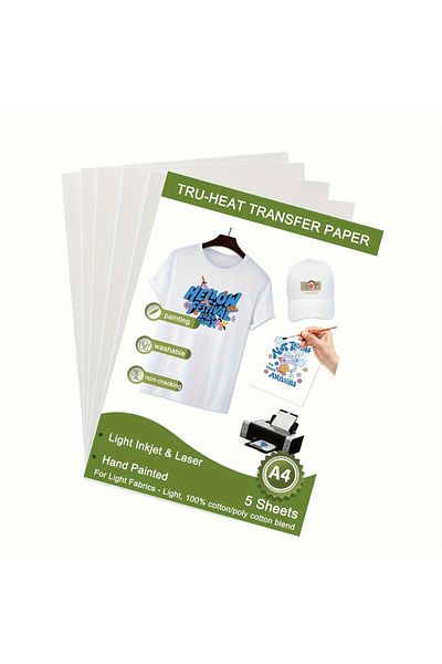 Choice Light 5 Sheets Eshang Iron On Heat Transfer Paper For T Shirts (5sheets A4 ）printable Htv Heat Trans