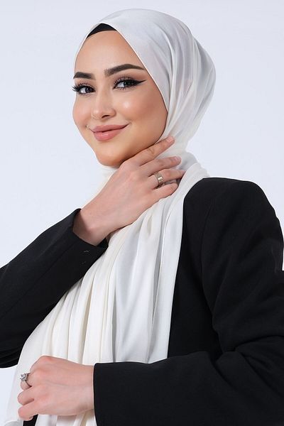 HAREM SCARF Ecru Crystal Satin Harem Scarf Shawl