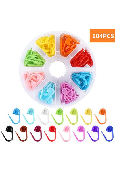 Choice 104pcs Koveen Needle Clip Hook With Box Mixed Locking Stitch Markers Colorful Plastic Small Clip Kni
