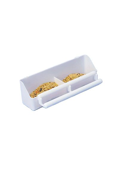 Choice White 1 Pc - Double Grid Stand Bird Feeding Trough Parrot Feeder