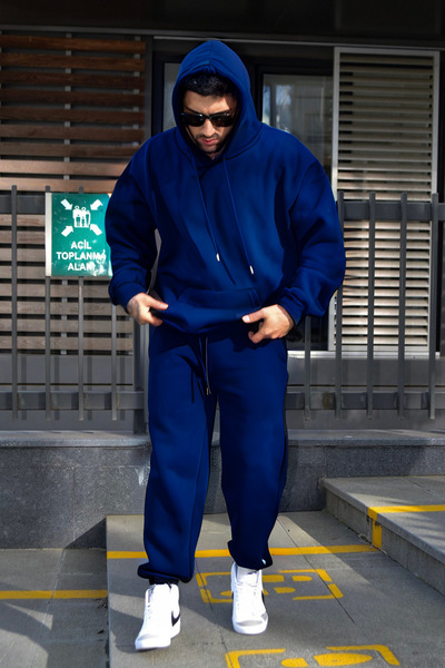 CMZ COLLECTİON Σετ σκούρο μπλε χοντρό Unisex με 3 κλωστές