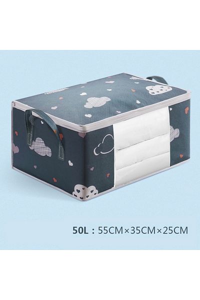 Choice G622b Navy Blue Storage Bag Clothes Blanket Quilt Sweater Foldable Organizer Box Durable Cartoon Pri