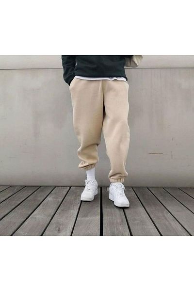 FUNSTYLE Ανδρική κρέμα Oversize Φούτερ από λαστιχένιο πόδι